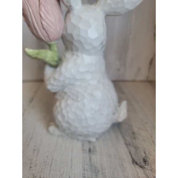 Rustic Easter white bunny red rose flower home decor - Picture 7 of 7